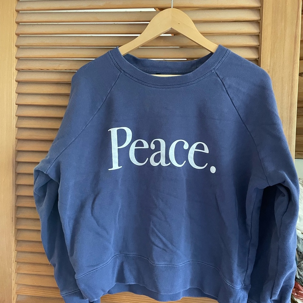 J. Crew Blue Crewneck Sweater Peace Print M